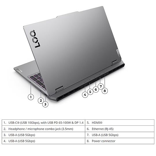 LENOVO LOQ 83JE01BETR Intel Core i7 13645HX 16GB 1TB SSD 15,6" FullHD 144Hz RTX 5060 8GB GDDR7 Win 11 Pro Gaming Laptop - 9