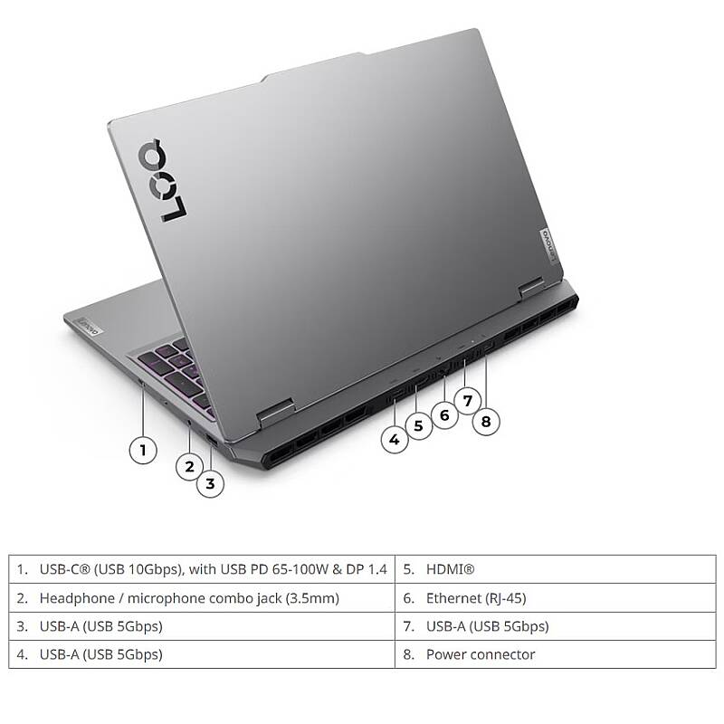 LENOVO LOQ 83JE01BETR Intel Core i7 13645HX 16GB 1TB SSD 15,6" FullHD 144Hz RTX 5060 8GB GDDR7 Win 11 Pro Gaming Laptop - 9