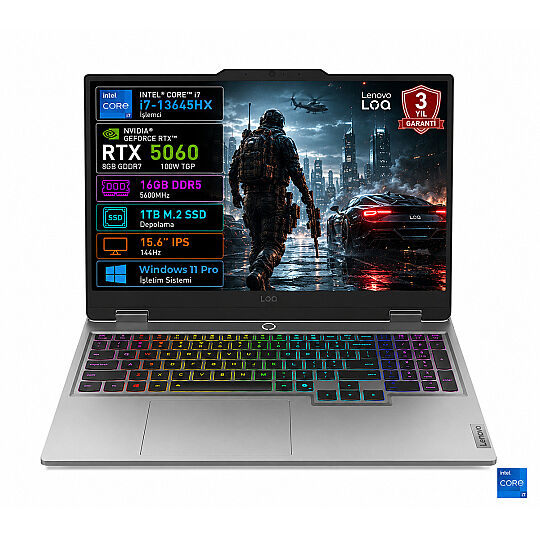 LENOVO LOQ 83JE01BETR Intel Core i7 13645HX 16GB 1TB SSD 15,6" FullHD 144Hz RTX 5060 8GB GDDR7 Win 11 Pro Gaming Laptop